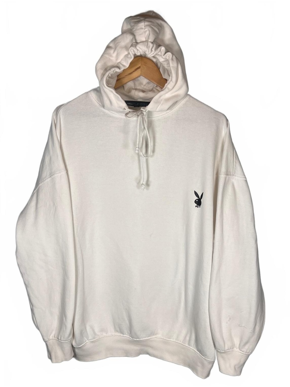 Playboy x Missguided Oversized White Hoodie Streetwear Y2K Embroidered Bunny S - Picture 1 of 8